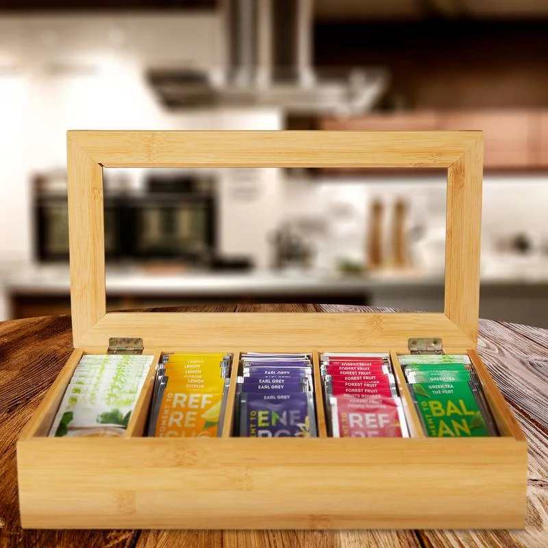 Boîte à Thé Bambou 5 Compartiments – Image 2