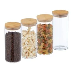 Lot De 4 Bocaux En Verre Avec Couvercle