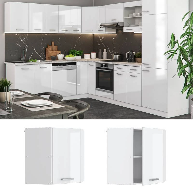 Meuble Haut D'angle R-Line 57cm Blanc – Image 2