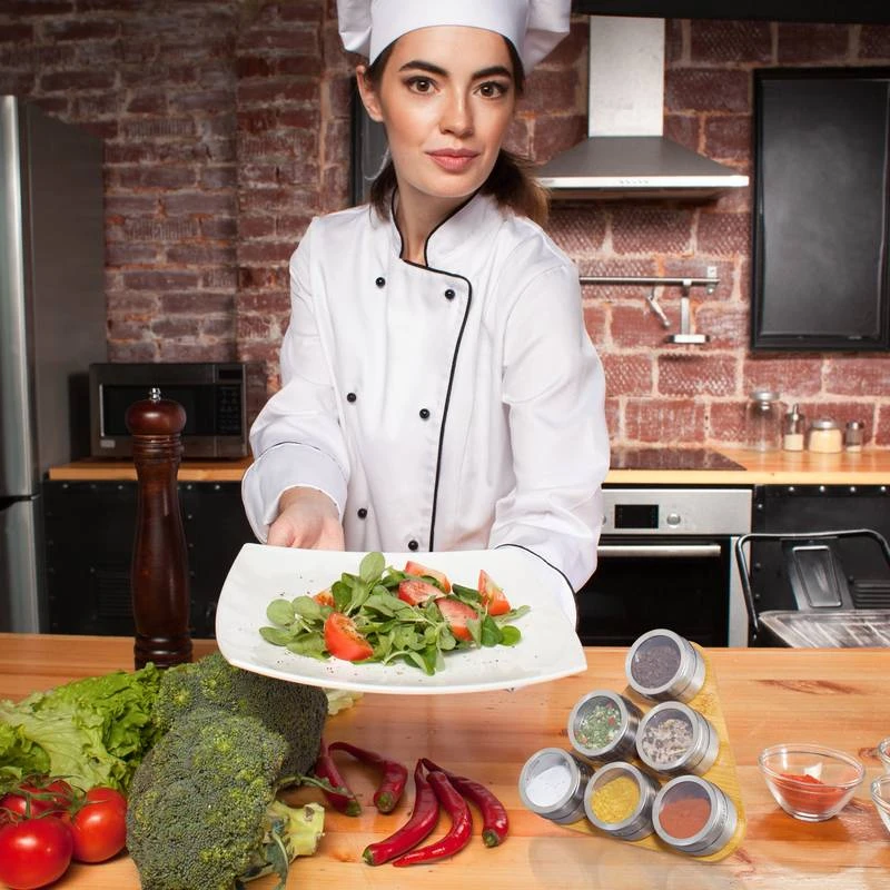 Étagère à épices Bambou 6 Pots Inox – Image 2