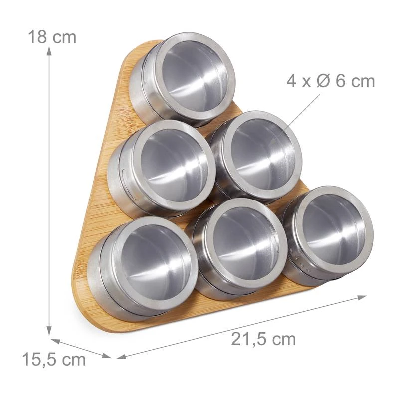 Étagère à épices Bambou 6 Pots Inox – Image 9