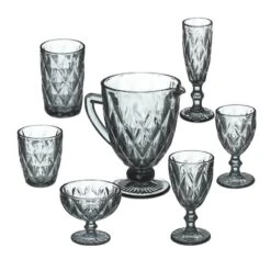 Lot De 7 Verres Gris